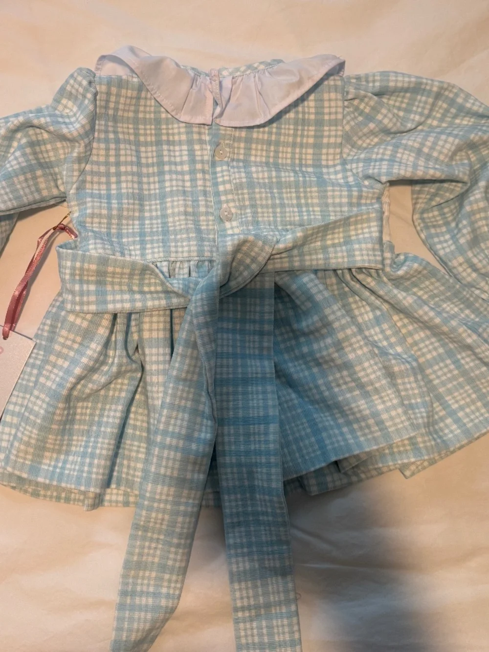 Blue Plaid Corduroy Custom Smocked Bloomer Set